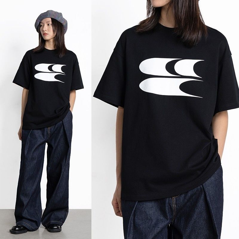 

Разноцветная футболка Morandi с короткими рукавами в сочетании со свободными повседневными топами для мужчин и женщин S чёрный