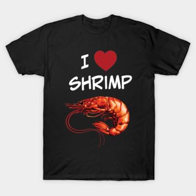 Koszulka I Love Shrimp Dla Mężczyzn Kobiet 100% Bawełna Koszulki Krótki Rękaw 0202-3 - Męski Letni Bawełniany T-shirt Graficzny