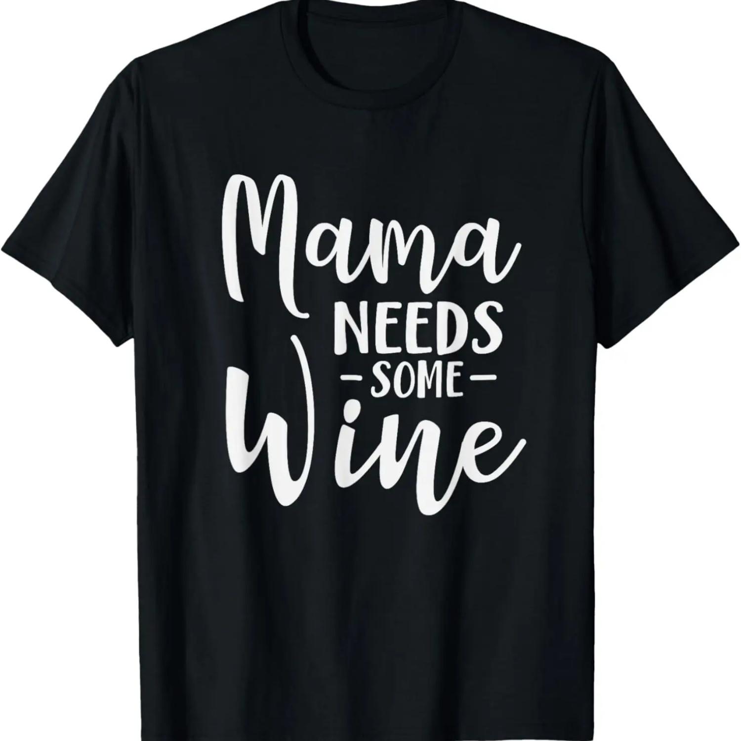 

Маме Нужно Немного Вина Смешная Футболка для Взрослой Мамы S чёрный