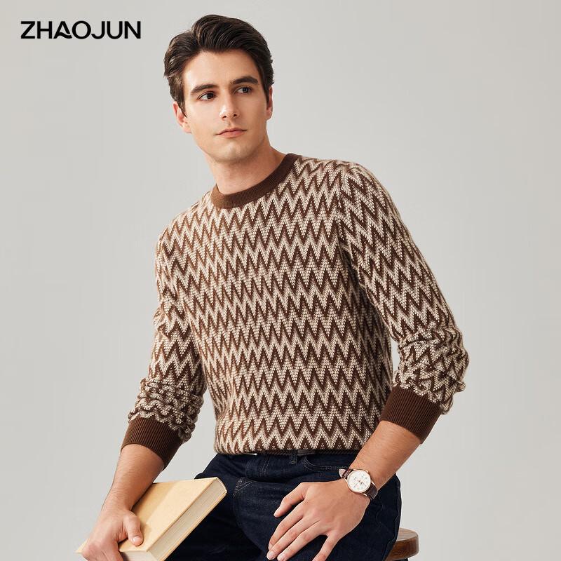 

Zhaojun Men s 100% Cashmere Retro Jacquard Sweater 3XL