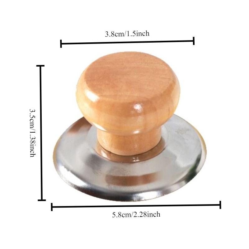 

Деревянная крышка для кастрюли, верхняя бусина из нержавеющей стали, термостойкая, универсальная крышка для кастрюли, ручка, кухонные аксессуары