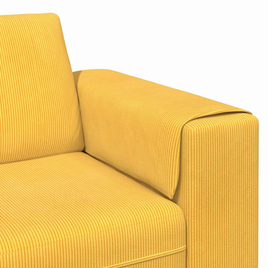 Sofa Light Yellow 250 x 77 x 76 cm Cord Fabric