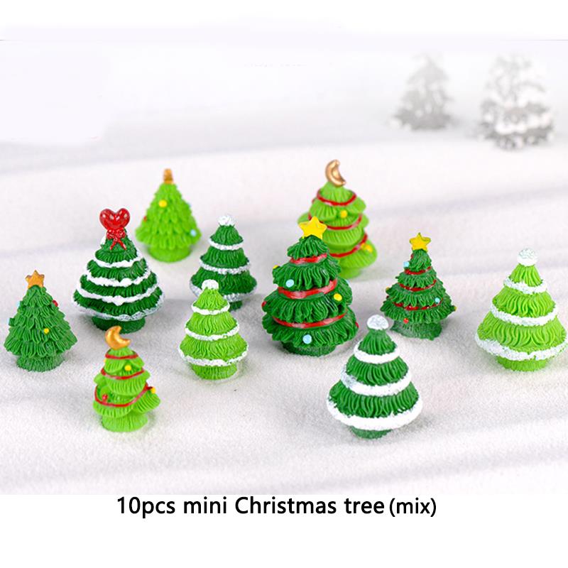2-12pcs/Set Christmas Miniature Santa Claus Sled Reindeer Gift Train Terrarium Figurines Fairy Garden Decor Snow Landscape Model
