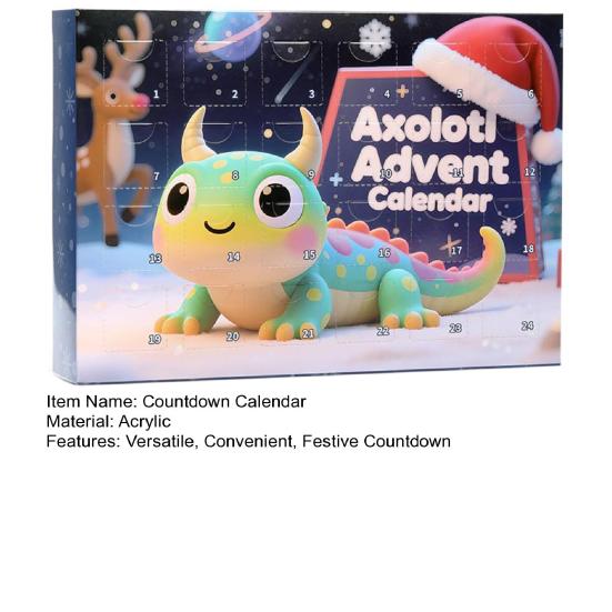Axolotl Advent Calendar 2025 24 Day Christmas Countdown Box with Acrylic Ornaments Cute Salamander Decor