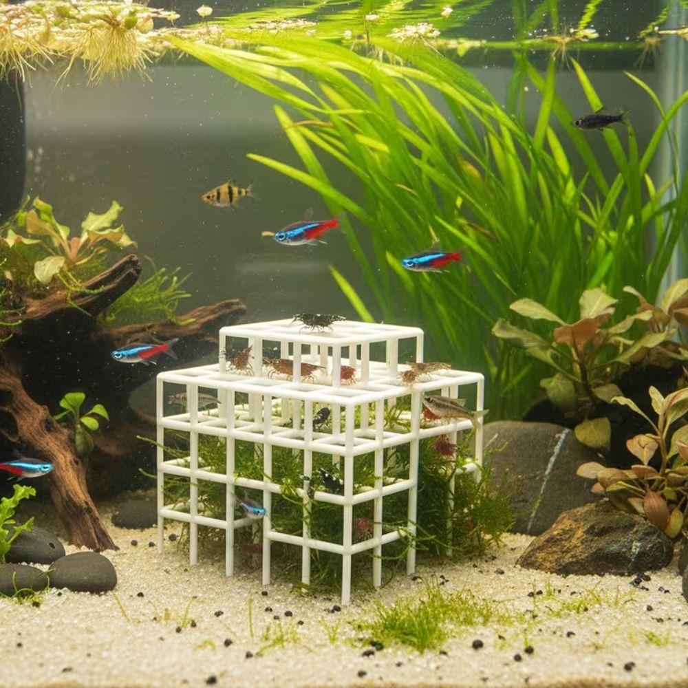 Grid Multi-level Fish Tank Hideout 3D Printed Betta Shelter Cave  For Shrimp Habitat