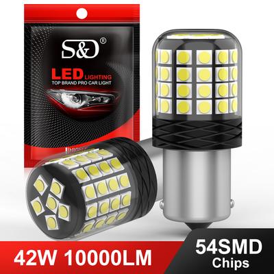 2 pezzi reali 42W P21W LED 1156 BA15S BAU15S PY21W BAY15D lampadina a LED 1157 P21/5W R5W T20 7440 7443 W21W W21/5W WY21W LED luci di segnalazione per auto 54SMD lampada automatica