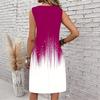 Plus Size V Neck Sleeveless Dress Green Valley Waterfall Painting Print For Country Hiking Journey