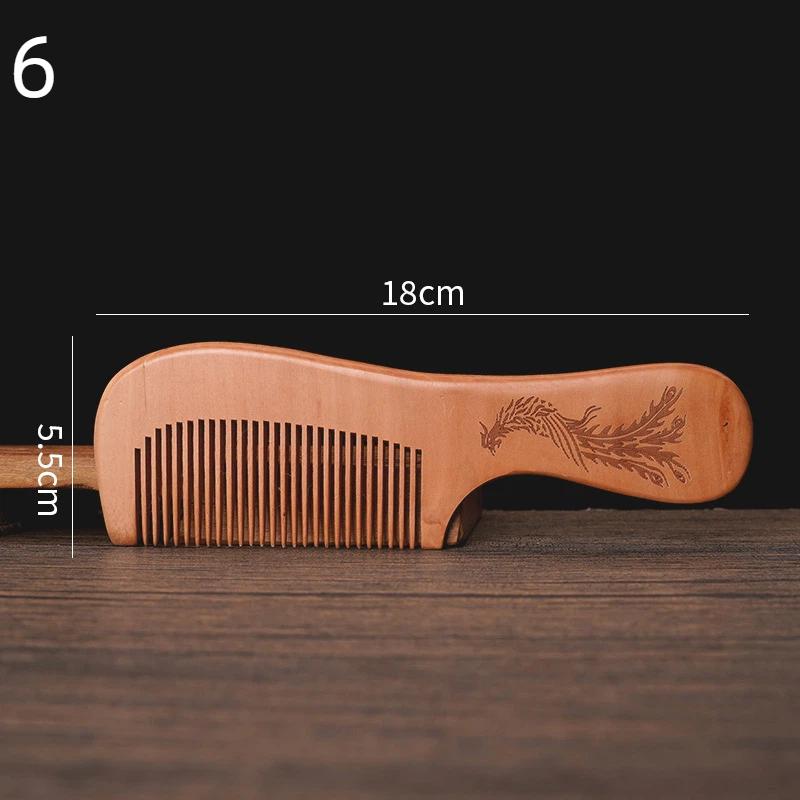 Anti-Static Handcrafted Natural Peach Wood Hair Comb Head Massage Wooden Comb Hair Care Diy Styling Tool