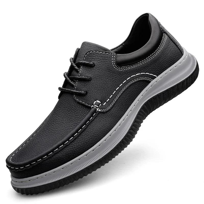 

2025 Мужская формальная обувь из натуральной кожи, Роскошный бренд, Удобная уличная обувь для бизнеса, Дышащие мужские офисные лоферы, Мокасины 38 чёрный