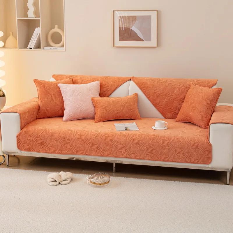 Плюшевый чехол для дивана с цветочным принтом — фото 4