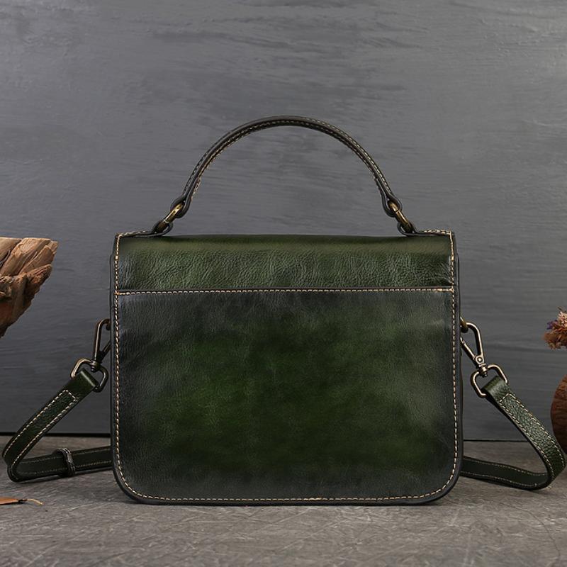 Johnature Retro Messenger Bag Genuine Leather Advanced Women's Handbag Versatile Solid Color Shoulder Bags