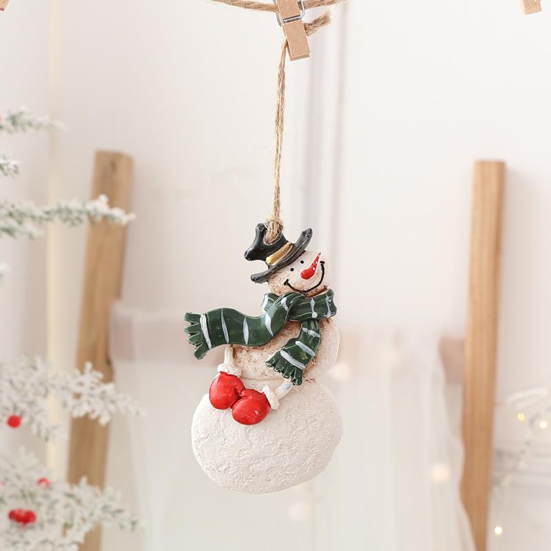 Snowman and Santa Christmas Tree Cartoon Resin Stocking Pendants