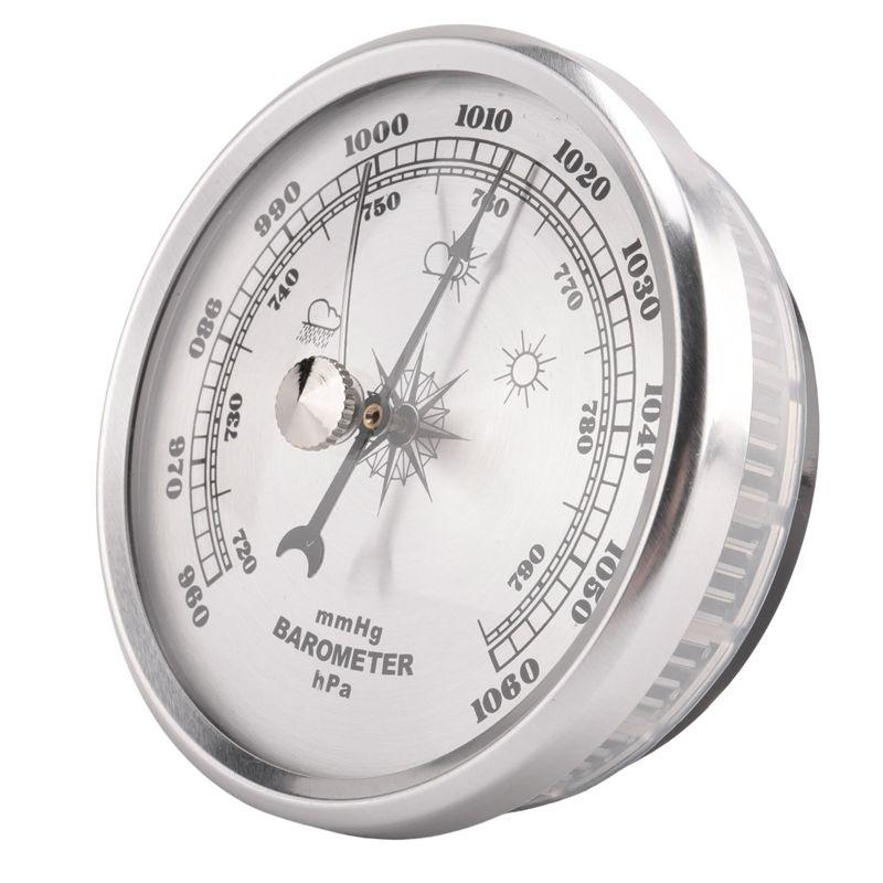 ABBY-For Home Pressure Gauge Weather Station Metal Wall Hanging Barometer Atmospheric Multifunction Thermometer Hygrometer Porta серебро белый