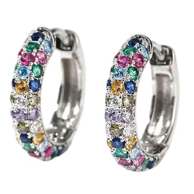 Clip per orecchie in Zirconia Arcobaleno Scintillante Cerchi Eleganti con Strass Brillanti Accessori per Orecchie per l'Uso Quotidiano