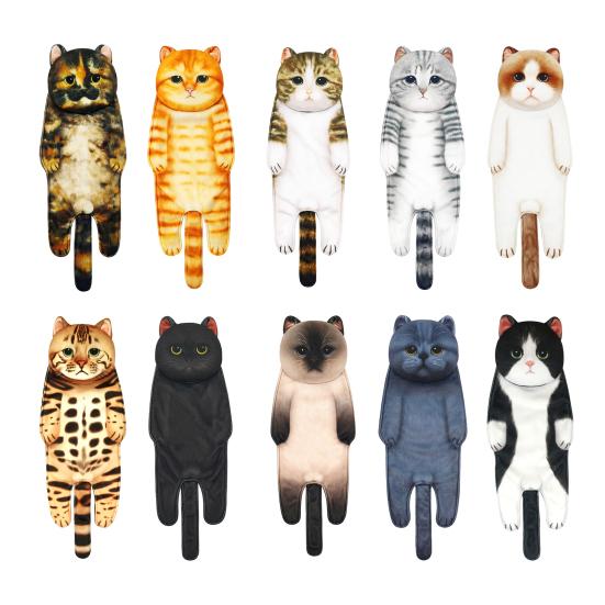 Hand Towel Adorable Cartoon Cat Shaped Towel Soft Absorbent Hanging Towel for House Kitchen Bathroom