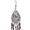 1 Pair Lady Earrings Bohemia Style Tassel Feather Ethnic Drop Earrings for Daily Wear