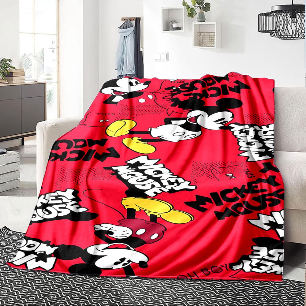 1 szt. Koc Flanelowy Klub Myszki Miki, Bardzo Miękki Ciepły Pluszowy Koc na Domową Sypialnię Łóżko Sofa Pokrowiec Kemping Piknik Prezent Y72427