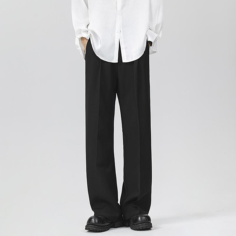 

Женские мужские весенне-летние повседневные черные костюмы прямые брюки корейская рабочая формальная мешковатые широкие брюки уличная корейская одежда XXXL чёрный