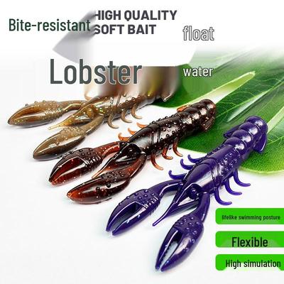 Großer bionischer Hummer Weichköder - Schwimmende Garnele Schwarz für Barsch, Mandarinfisch, Ned Rig & Drop Shot.