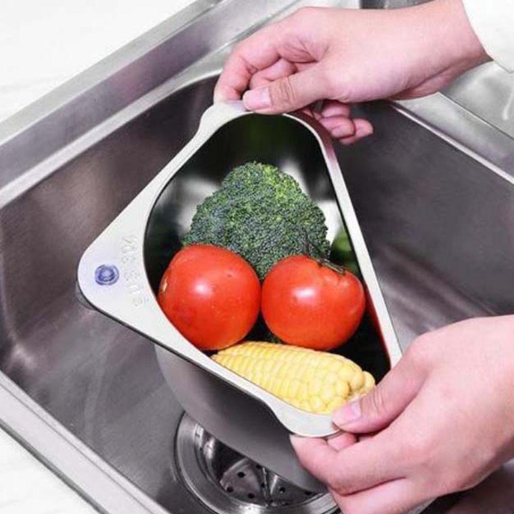 Rust-Resistant Sink Drain Basket Stainless Steel Triangular Drain Shelf  for Home