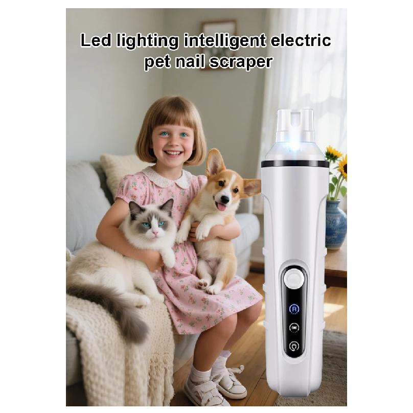 Electric Pet Nail Grinder Low Noise with LED Light Portable Professional Nail Care Tool Kit Home Grooming
