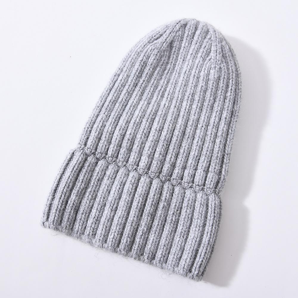 Versatile series children's rabbit velvet knitted hat solid color lined outdoor satin lined wool hat, source