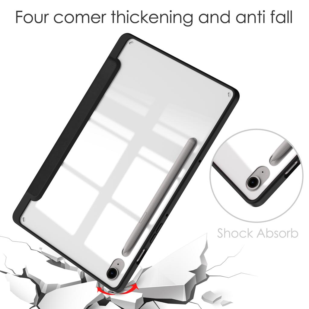For Samsung Galaxy Tab S10 FE/S9 FE Case Clear Acrylic Leather Tablet Cover Support Auto Sleep/Wake