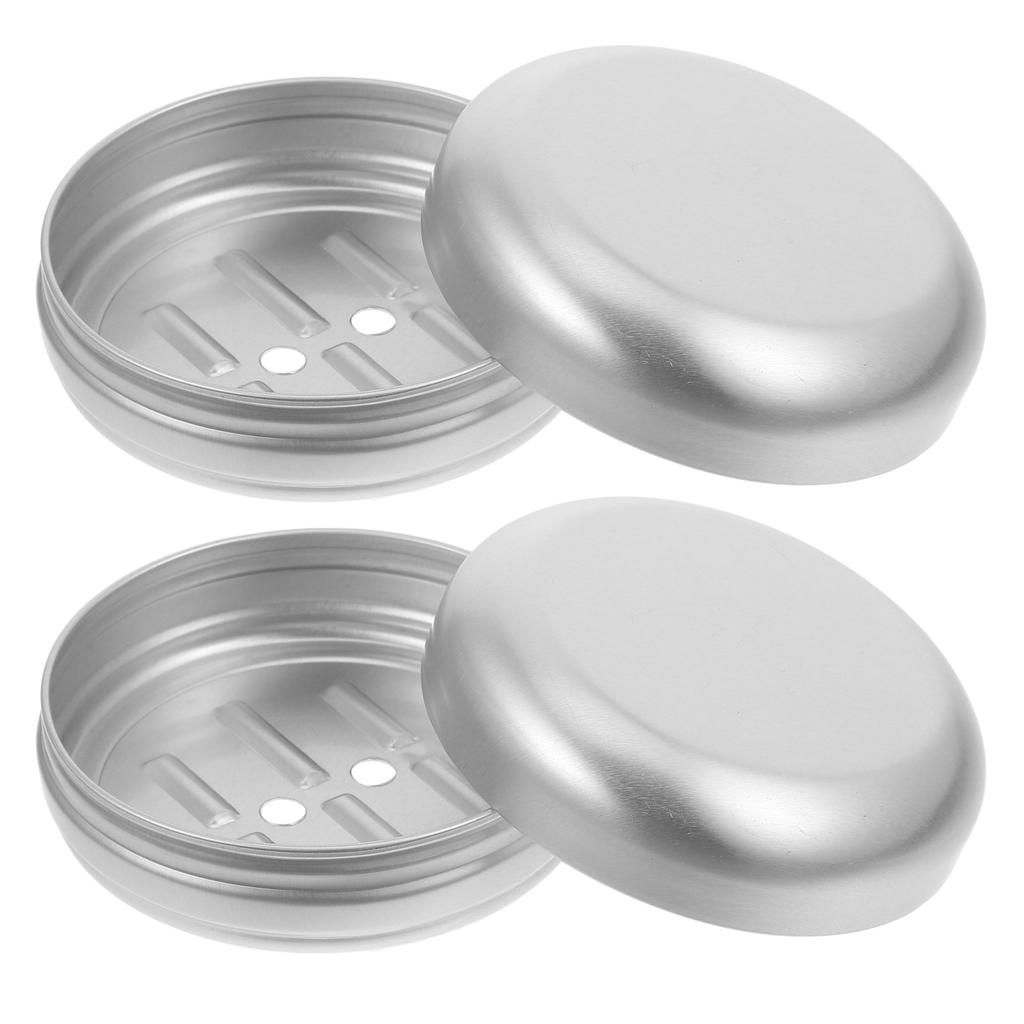 2pcs Travel Soap Box Aluminum Soap Holder Leakproof Travel Soap Case Bathroom Soap Box