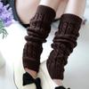 New JK Lolita Y2k Solid Color Leg Warmers Women Hollowed Out Foot Heel Warm Knitted Knee High Socks Legging Gaiters Cover