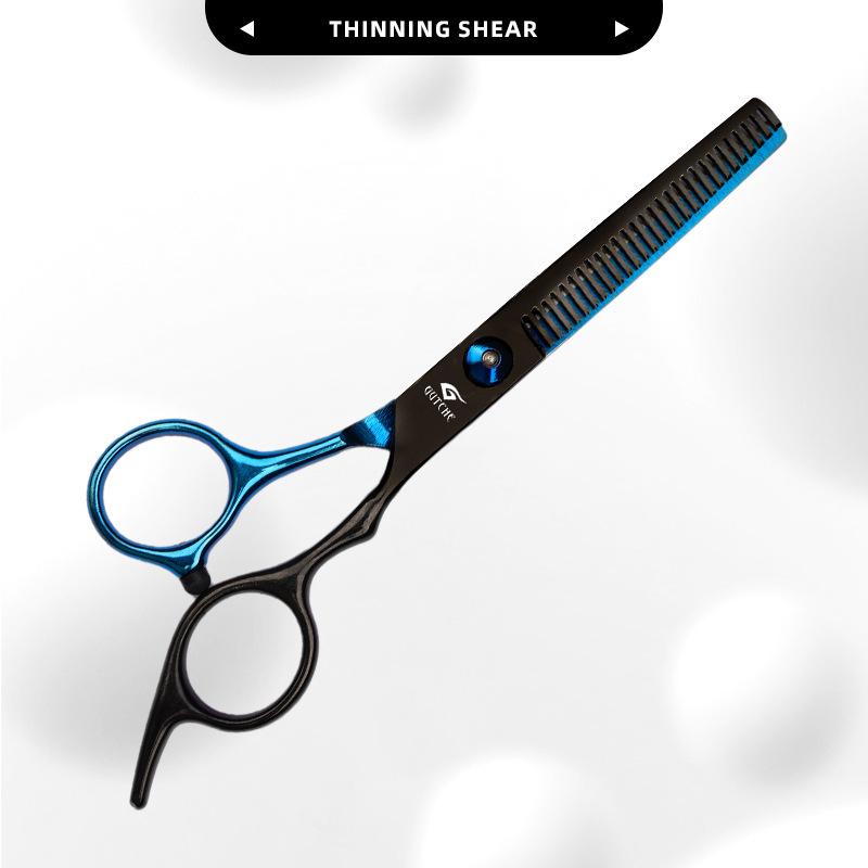 Pro Barber Blue-Black Stainless Steel Thinning Scissors for Hair Salon Stylists