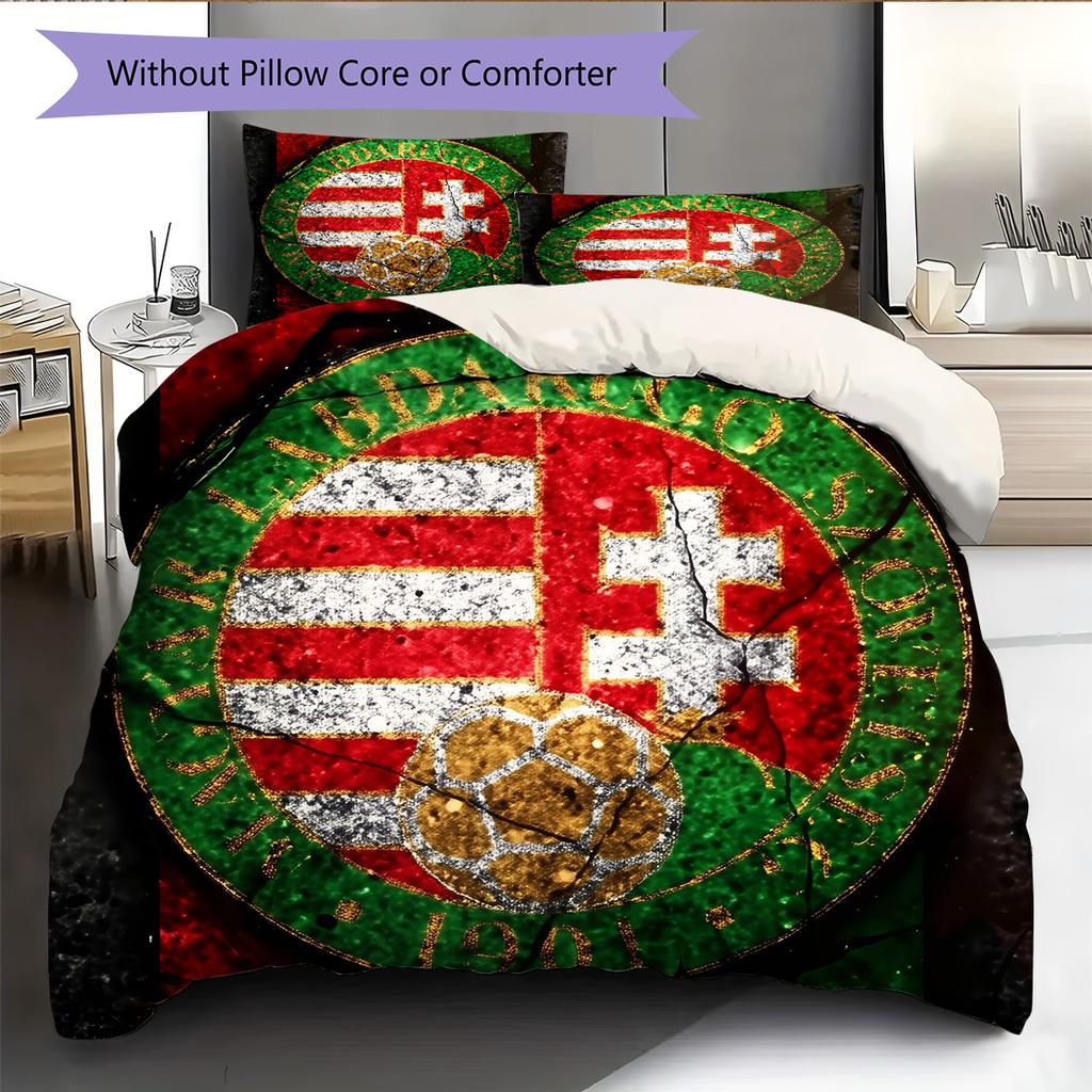 Hungary National Football Team  Pattern Bedding Quilt Set  Home Decoration  Gift (1 * duvet cover + 2 * pillowcase  without core)
