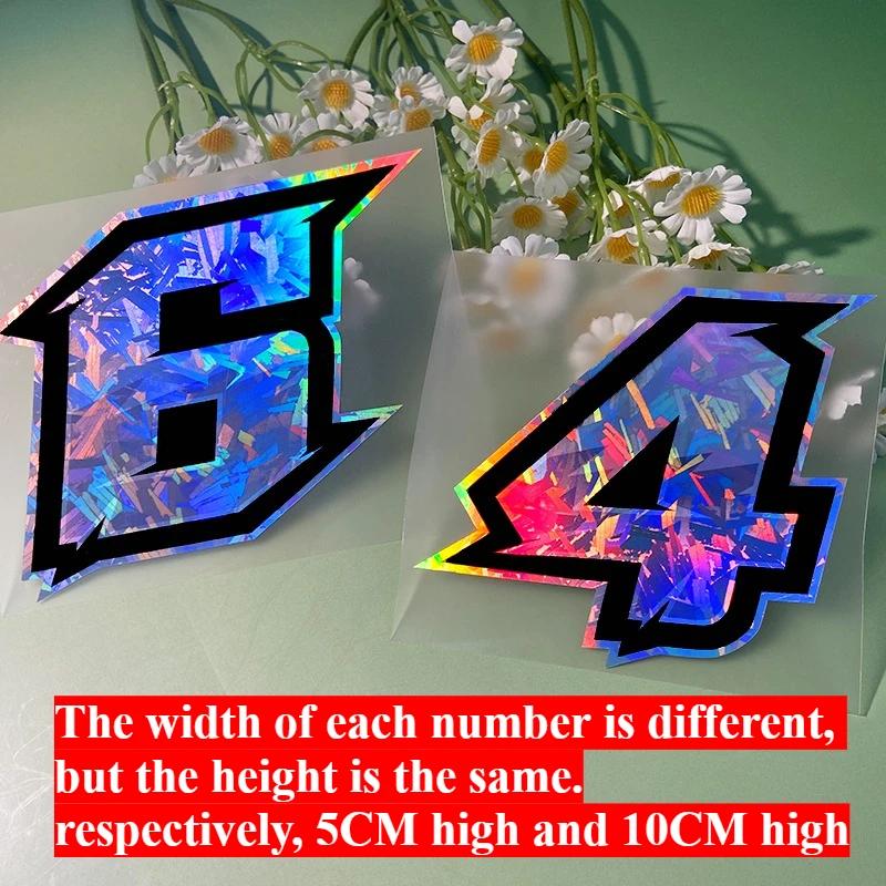 1PC Holographic Carbon Arabic Numerals Motorcycle Sticker Waterproof for Motorbike Fuel Tank Windshield Scooter Bike Vinyl Decal