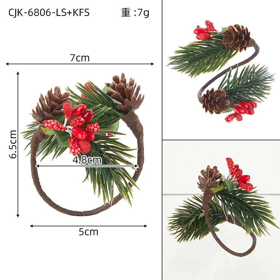 10pc Christmas Napkin Rings Red Pine Needle Wreath Napkins Plastic Buckle Hand Woven Napkin Loop Cloth Loop New Year Table Decor