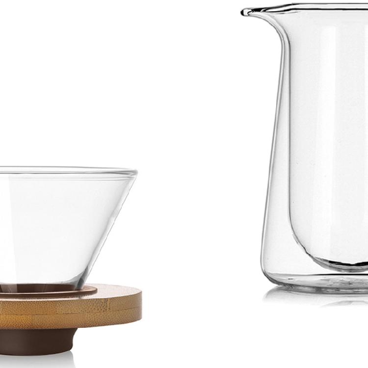 Double Wall Glass Carafe and Dripper Filter Coffee Maker Set For Professional Hot Brew And Cold Soak Coffee Brewing