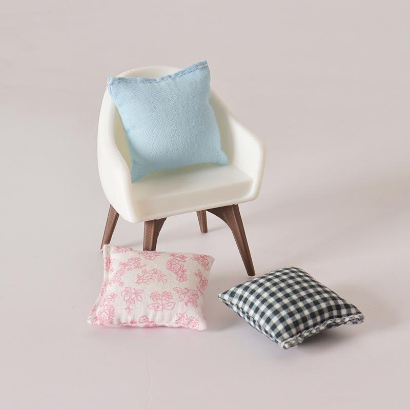 Dollhouse Miniature Throw Pillow for 1/12 Scale Chair or Sofa - Bedroom Scene Accessory