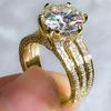Huitan Women Claws Design Ring Noble Party Gold Color/CopperColor Inlaid Bright CZ Trendy Versatile Wedding Accessories Jewelry