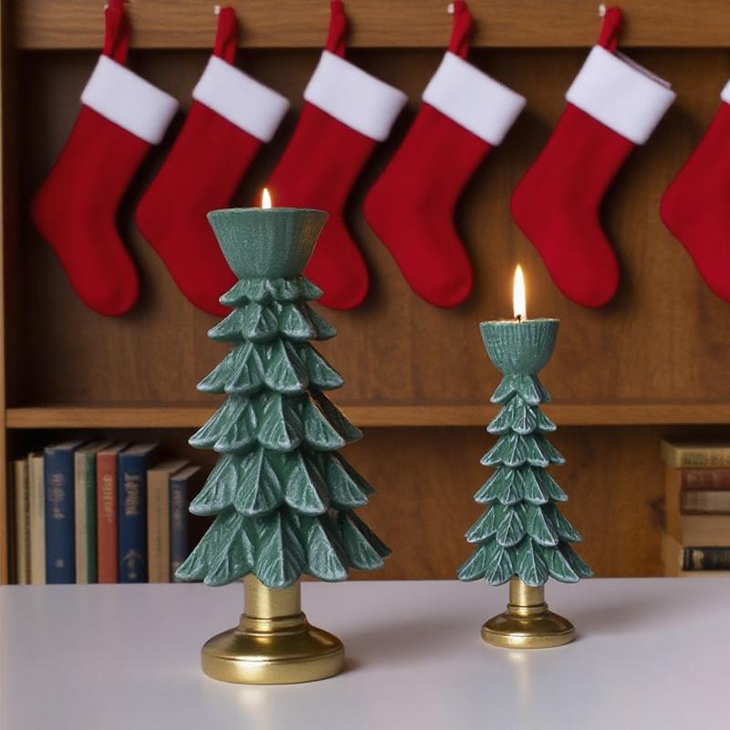 Christmas Tree Candle Holder, Creative Holiday Resin Craft, Christmas Atmosphere Decoration Ornament
