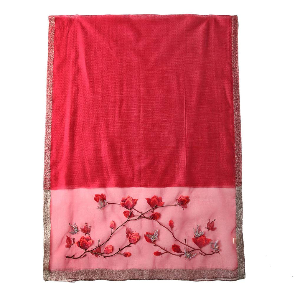 Large Embroidered Floral Flower Embroidered UV Protection [ANMIDA] Stole, Women's Silk, Pattern, Shawl, Stole, Silk, Women's, Spring/Summer,