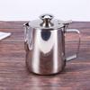 Praktischer Edelstahl-Milchaufschäumer mit Deckel Espresso Kaffee Cappuccino Milch Sahne Tasse Aufschäumkrug