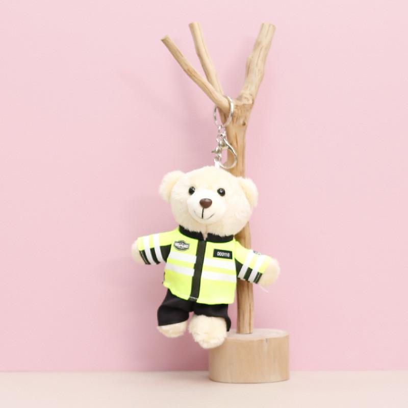 Police Traffic Fire Protection Rabbit Bear Panda Plush Keychain Animal Gift Toy
