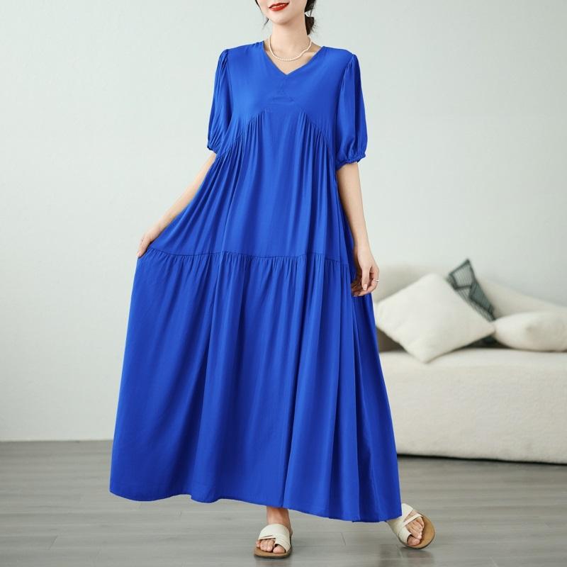 Short Sleeve Rayon Plus Size Vintage New In Dresses for Women Casual Loose Long Summer Dress