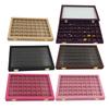 54 Grids Clear Lid Jewelry Tray Showcase Display Storage Linen Case Yellow
