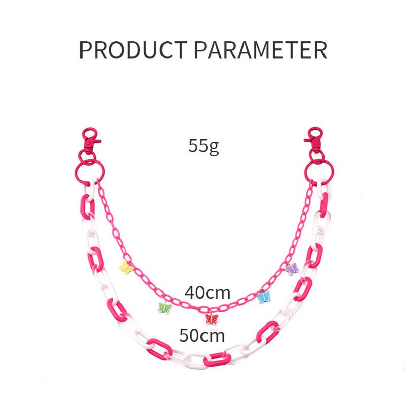 Candy Colors Trousers Chain Keychain for Women Pants Chains Multi Layer Belt Waist Keychains Hip Hop Hook Jewelry Accessories