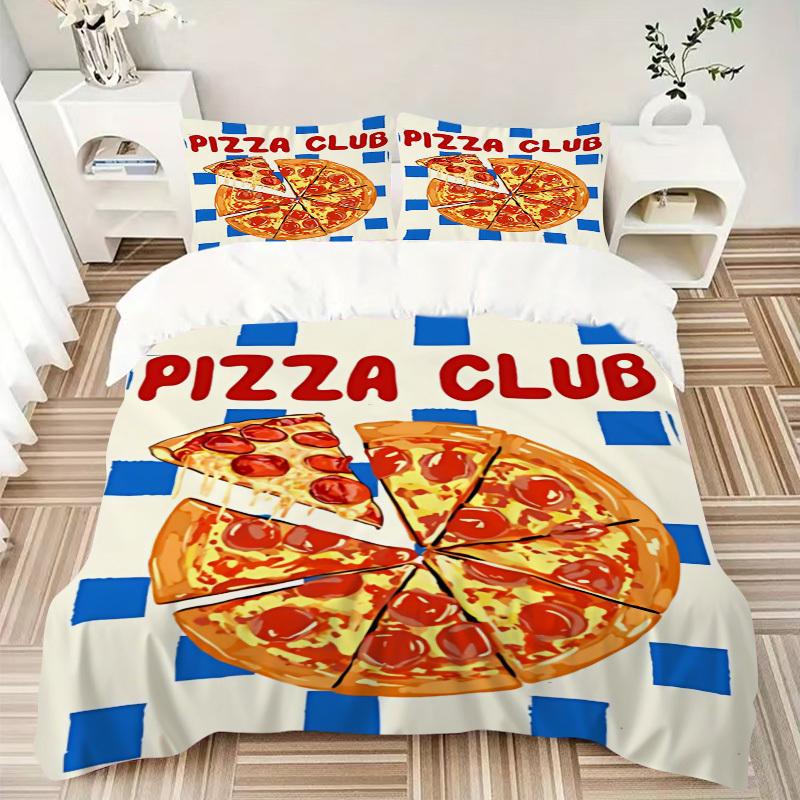 3pcs Pizza, Club Duvet Cover Set, Soft Comfortable Duvet Cover,Guest Room (1*Duvet Cover + 2*Pillowcase, Without Core) yy251104182