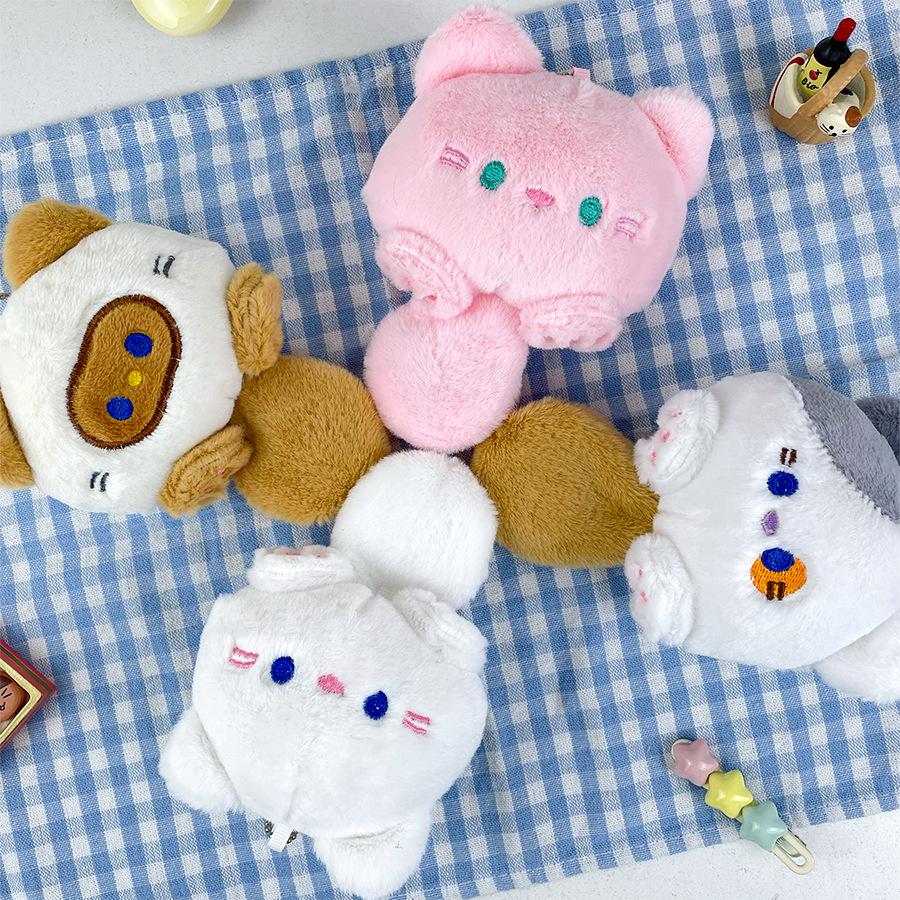 Cute Squeaky Long Tail Cat Pendant Keychain Pendant Cute Unzipped Cat Plush Doll Children's Gift