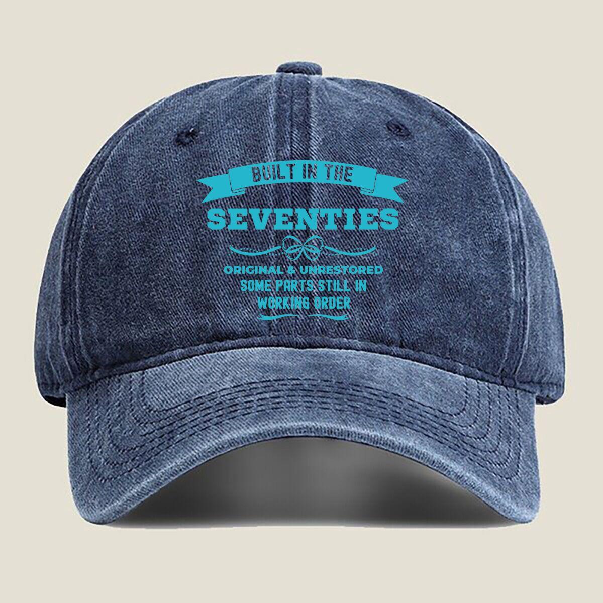 

Built in the Seventies Fashion Washed Baseball Cap Hat Outdoor Activities One Size темно-синий
