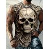 3D Creative Retro Motorcycle Print Outdoor T-shirt Sports Style Casual Breathable Round Neck Four-season Fitness Men's Vest