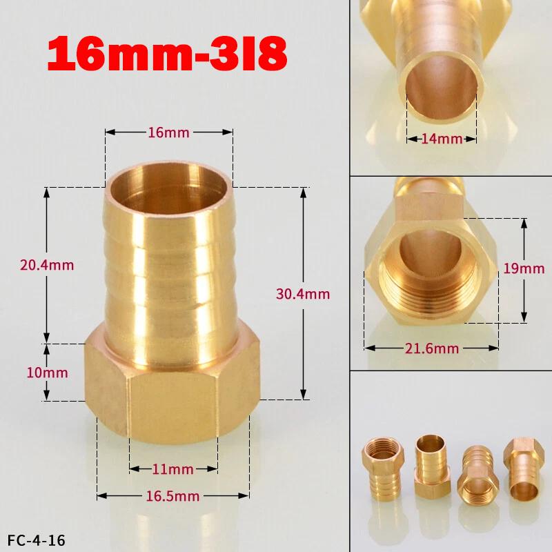 Hongtu Brass Female Thread Hose Connector - 1/8" 1/4" 3/8" BSP, 6-18mm Barb Tail End Fitting (Copper Adapter/Coupler)