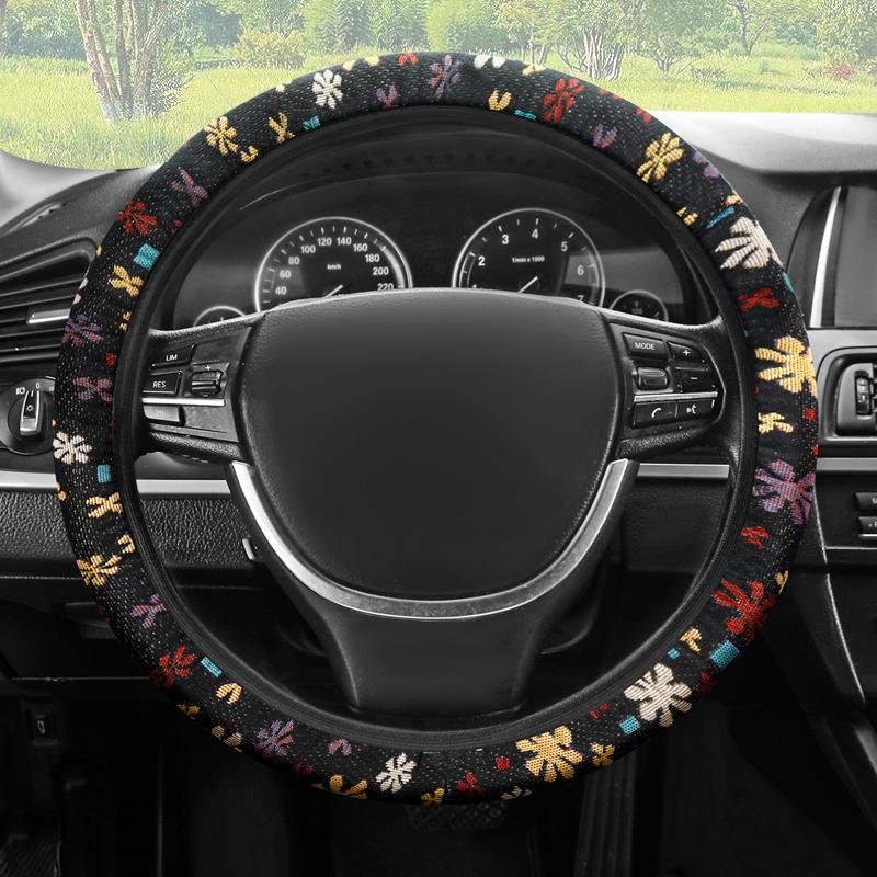 Elastic Stretch Steering Wheel Cover Without Inner Ring Fits 14.5-15in Steering Wheels, Breathable Linen,  Odorless, Easy Carry