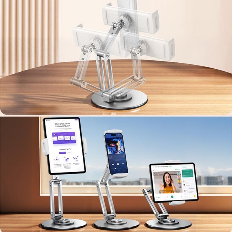 Adjustable Tablet Stand with 360 Degree Rotatable Base Foldable Tablet Holder for Mobile Phone Desk Ergonomic Notebook